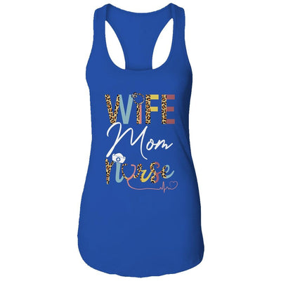 Wife Mom Nurse Womens RN LPN Mothers Day For Nurses-T-Shirt & Tank Top-Women's Ideal Racerback Tank-Royal