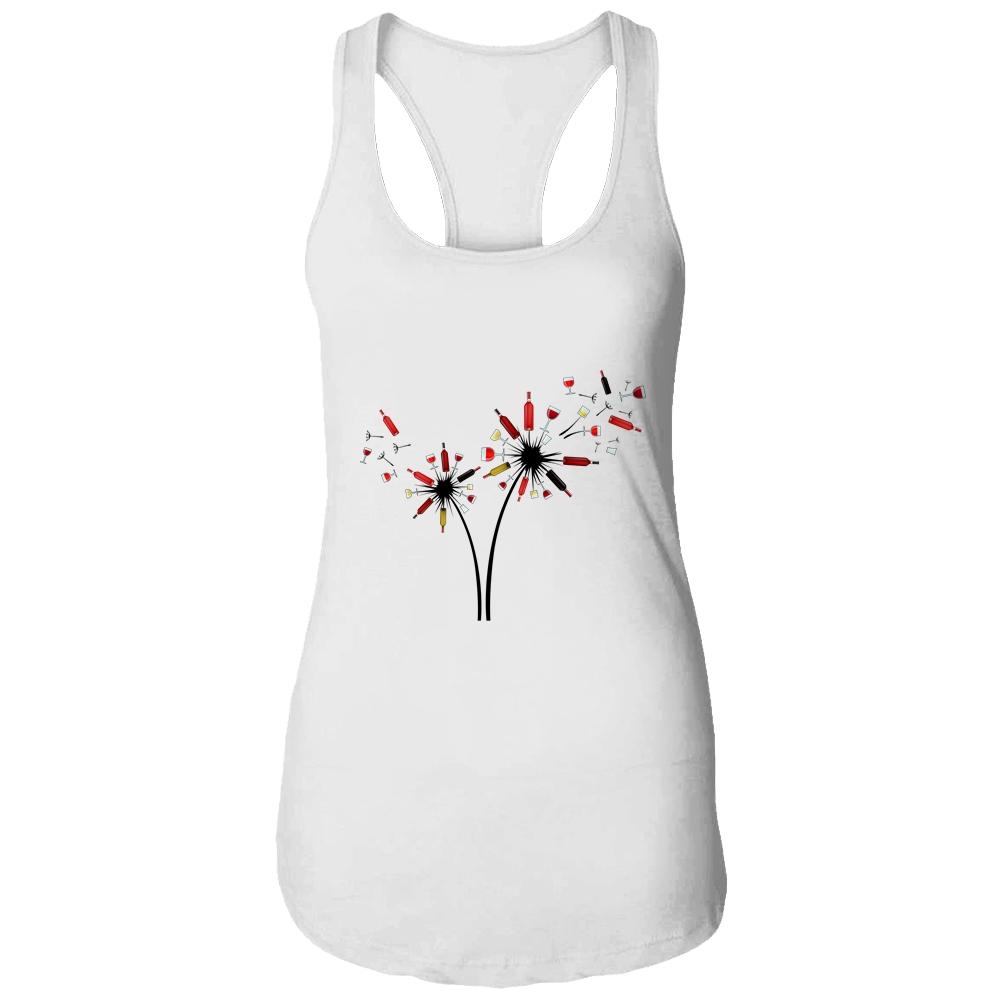 Wine Dandelion Drinking Wine Rose For Wine Lovers Rose Lover-T-Shirt & Tank Top-Women's Ideal Racerback Tank-White