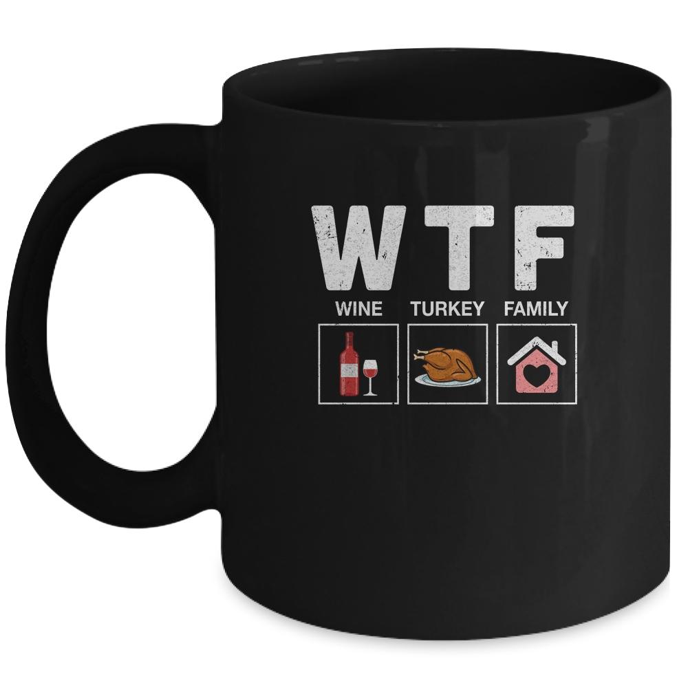 Wine Turkey Family Thanksgiving Mug-Coffee Mug-Mug-Black