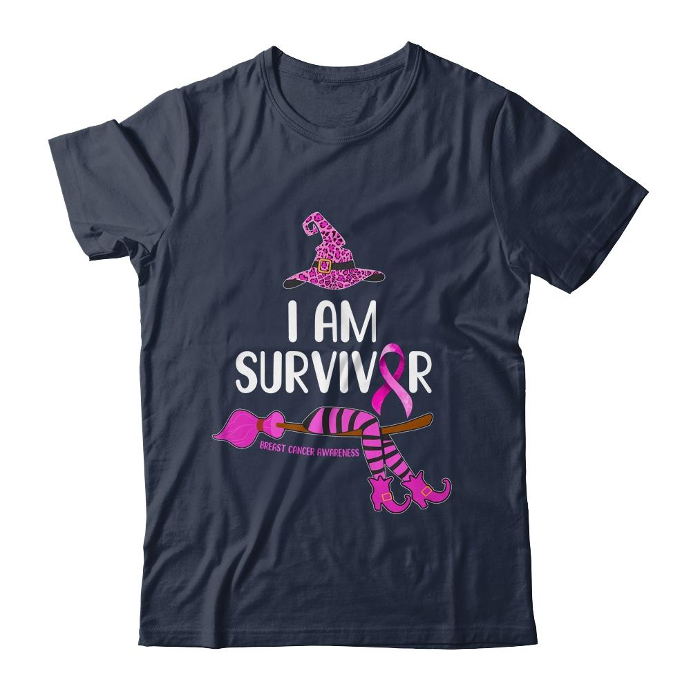 Witch I'm Survivor Breast Cancer Leopard Pink Ribbon Gifts-T-Shirt & Hoodie-Classic T-Shirt-Navy