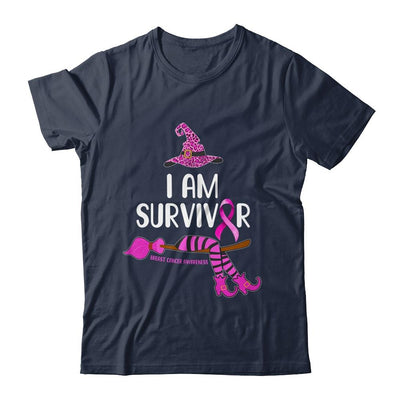 Witch I'm Survivor Breast Cancer Leopard Pink Ribbon Gifts-T-Shirt & Hoodie-Classic T-Shirt-Navy
