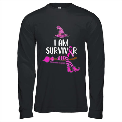 Witch I'm Survivor Breast Cancer Leopard Pink Ribbon Gifts-T-Shirt & Hoodie-Long Sleeve T-Shirt-Black