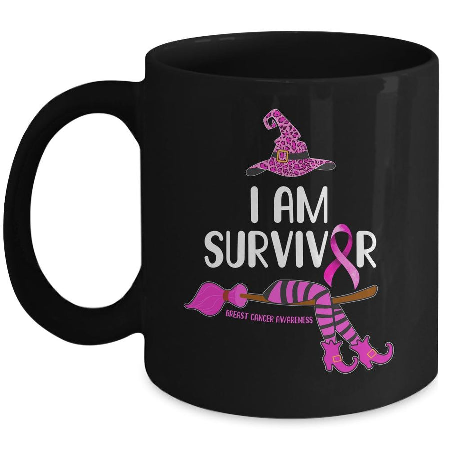 Witch I'm Survivor Breast Cancer Leopard Pink Ribbon Gifts Mug-Coffee Mug-Mug-Black