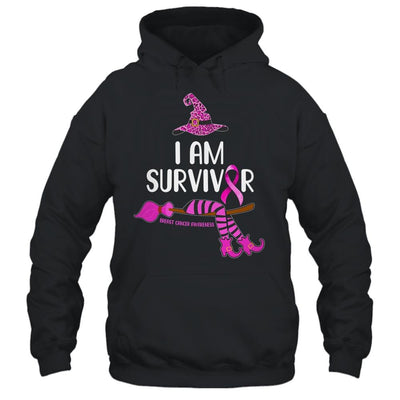 Witch I'm Survivor Breast Cancer Leopard Pink Ribbon Gifts-T-Shirt & Hoodie-Pullover Hoodie-Black