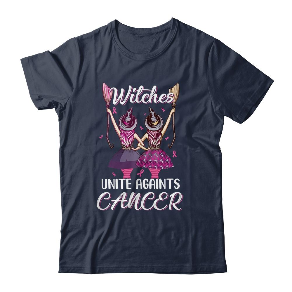 Witches Unite Against Breast Cancer Wear Pink Halloween-T-Shirt & Hoodie-Classic T-Shirt-Navy