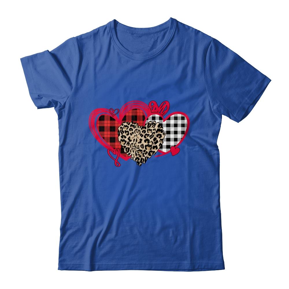 Womens Love Heart Valentines Day Buffalo Leopard Printed-T-Shirt & Tank Top-Classic T-Shirt-Royal