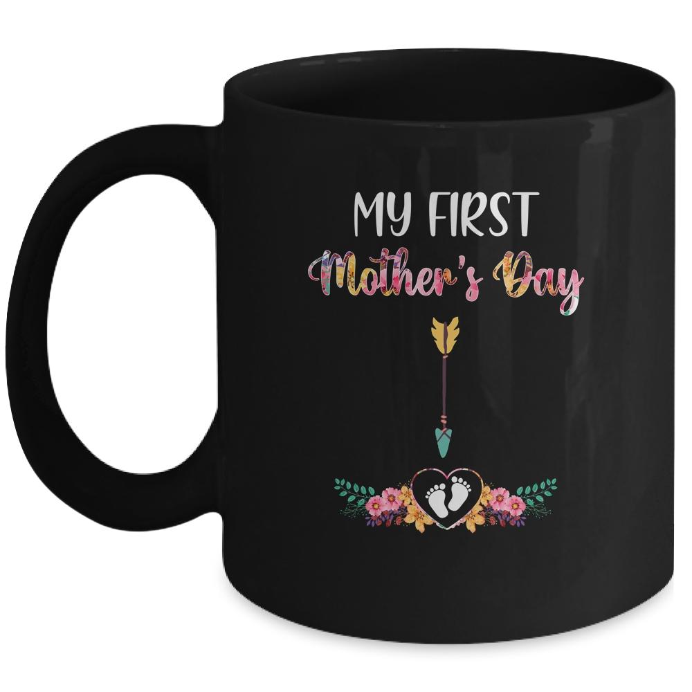 Womens My First Mothers Day Pregnancy Announcement Mug-Coffee Mug-Mug-Black
