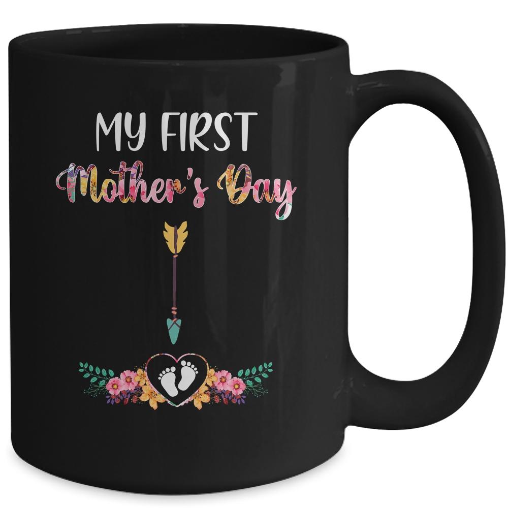 Womens My First Mothers Day Pregnancy Announcement Mug-Coffee Mug-