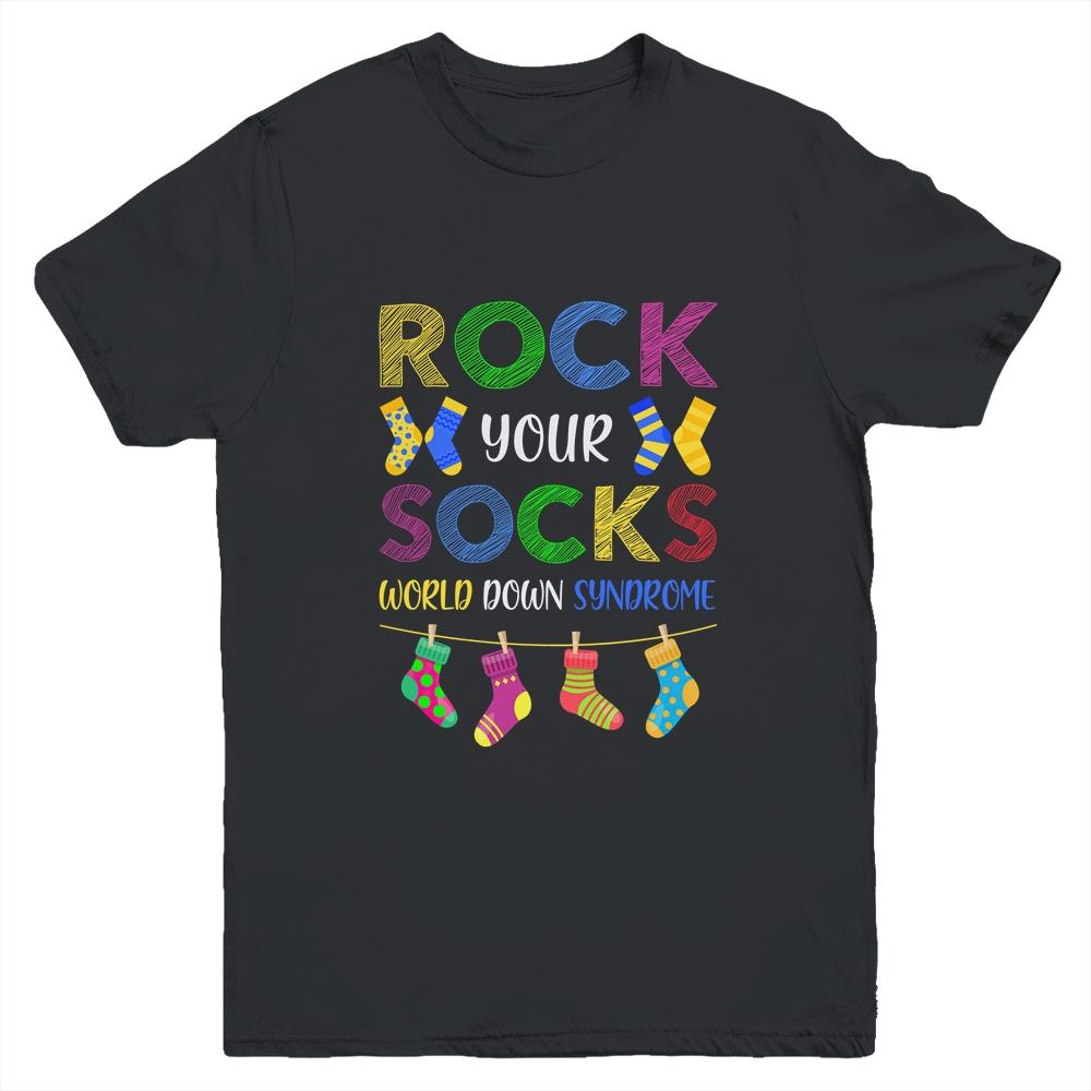 World Down Syndrome Day Awareness Rock Your Socks Youth-Youth Shirt-Youth T-Shirt-Black