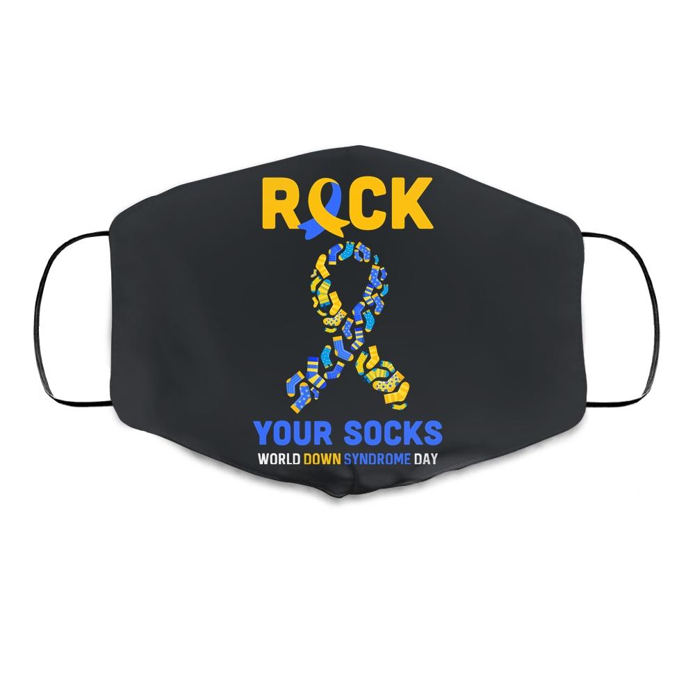 World Down Syndrome Day Rock Your Socks Awareness Cloth Face Mask-Cloth Face Mask-Cloth Face Mask-Black
