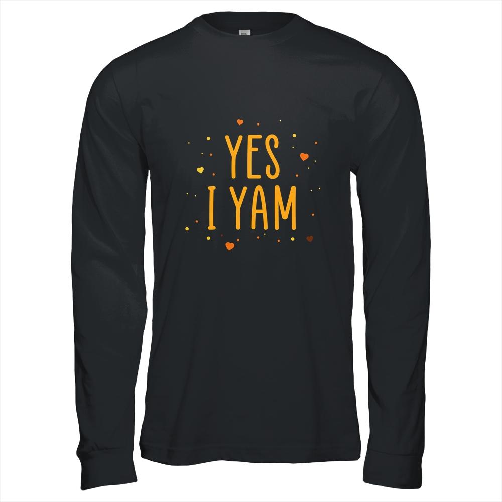 Yes I Yam She's My Sweet Potato Matching Couple Gift-T-Shirt & Hoodie-Long Sleeve T-Shirt-Black