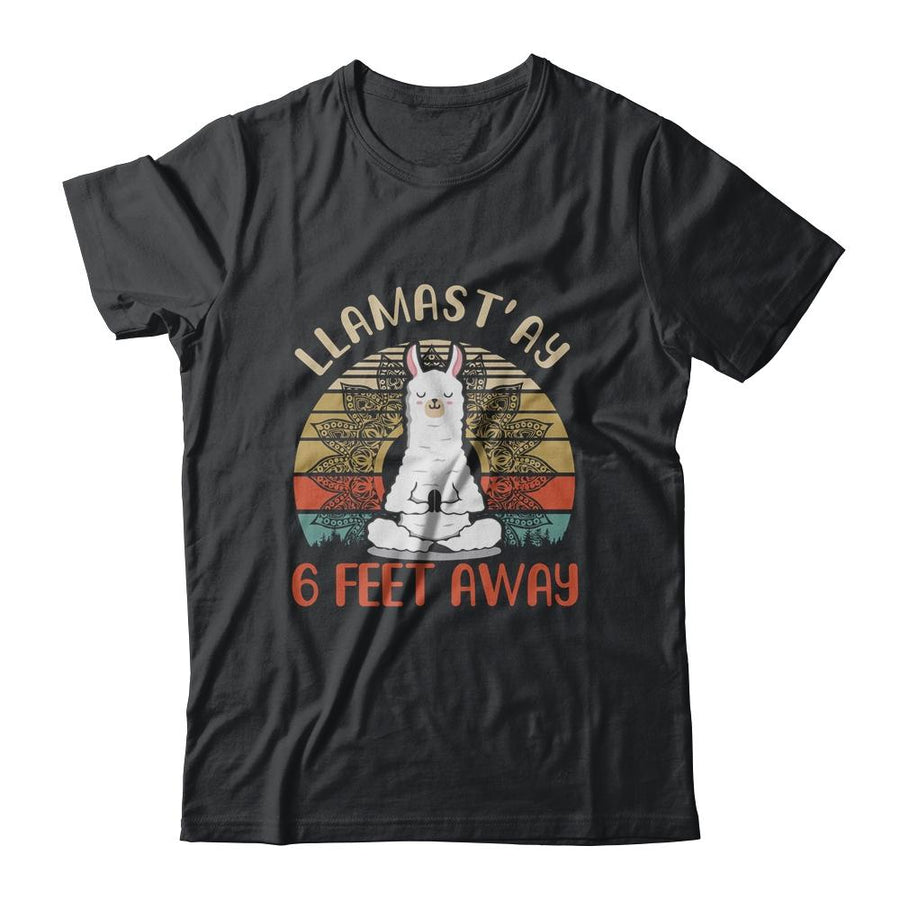 Yoga Meditating Llamastay Llama Social Distancing Quarantine-T-Shirt & Tank Top-Classic T-Shirt-Black