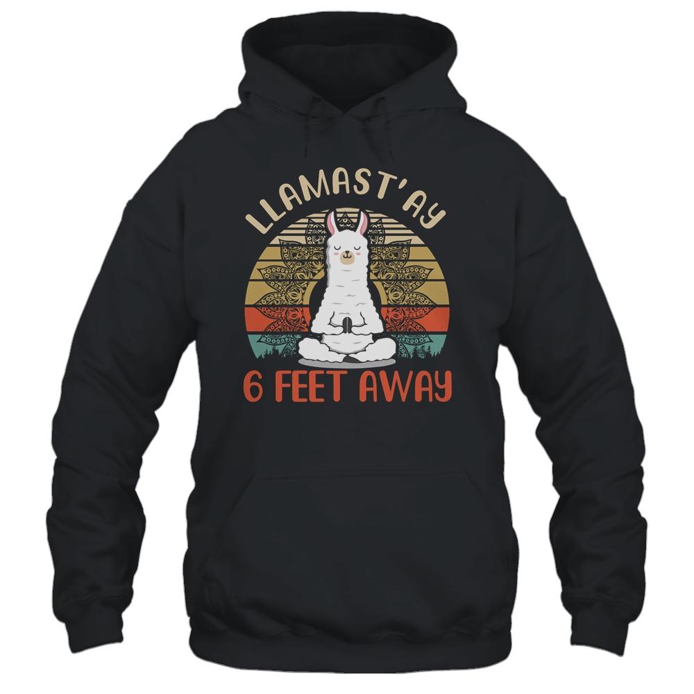 Yoga Meditating Llamastay Llama Social Distancing Quarantine-T-Shirt & Tank Top-Pullover Hoodie-Black