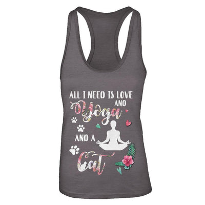 All I Need Is Love And Yoga And A Cat-T-Shirt & Tank Top-Women's Ideal Racerback Tank-Dark Grey