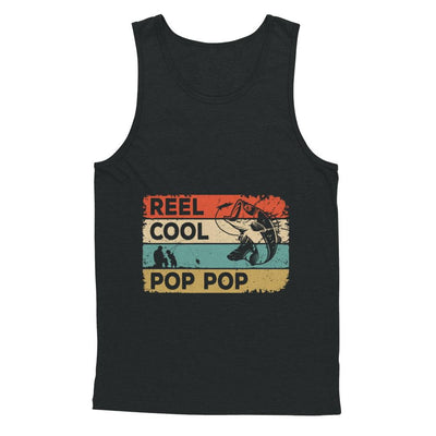 Vintage Reel Cool Pop Pop Fish Fishing Fathers Day-T-Shirt & Hoodie-Unisex Tank-Black