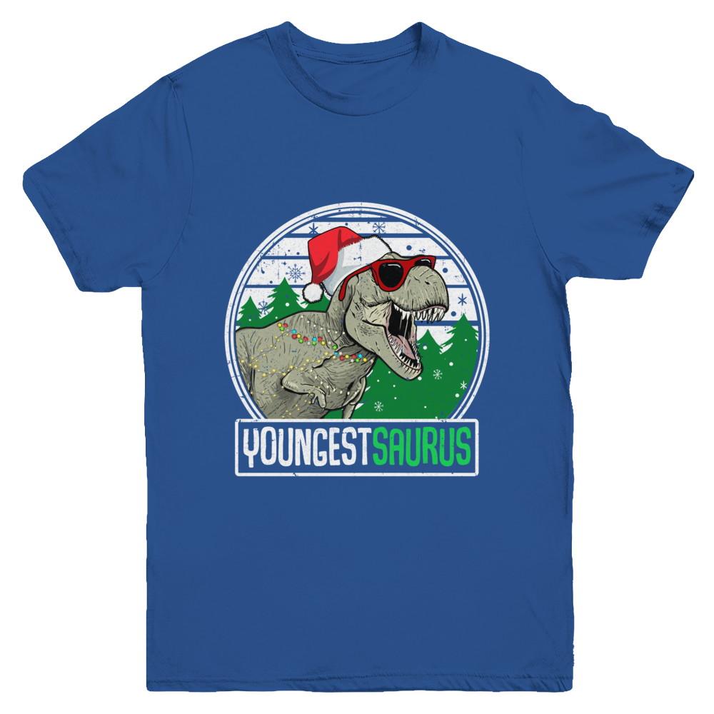 Youngestsaurus Youngest Dinosaur T-Rex Family Christmas Youth-Youth Shirt-Youth T-Shirt-Royal