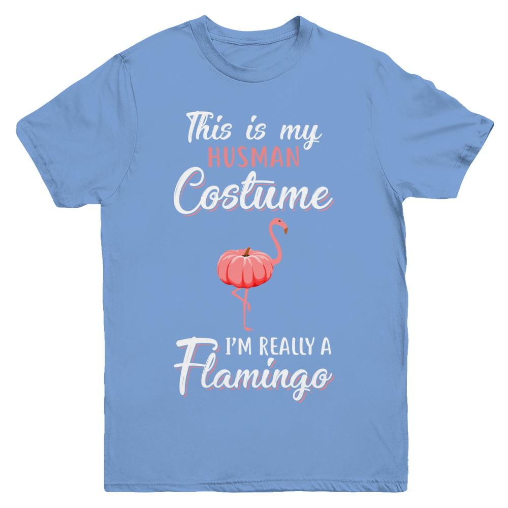 This Is My Human Costume I'm Really A Flamingo Halloween Youth-Youth Shirt-Youth T-Shirt-Carolina Blue