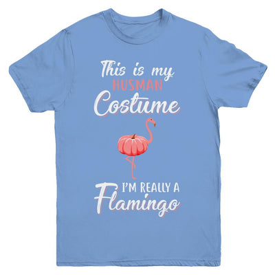 This Is My Human Costume I'm Really A Flamingo Halloween Youth-Youth Shirt-Youth T-Shirt-Carolina Blue