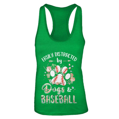 Easily Distracted By Dogs And Baseball-T-Shirt & Tank Top-Women's Ideal Racerback Tank-Kelly Green