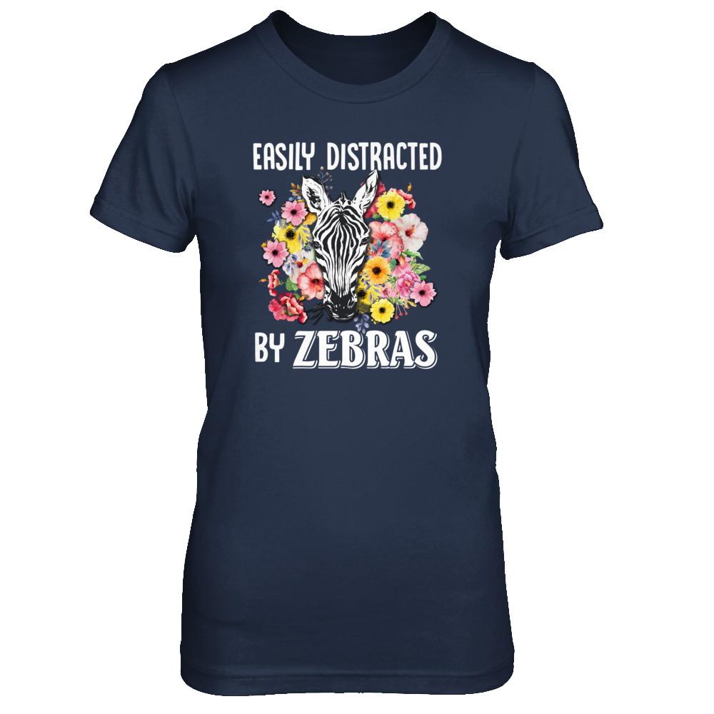 Easily Distracted By Zebras-T-Shirt & Tank Top-Women's T-Shirt-Navy