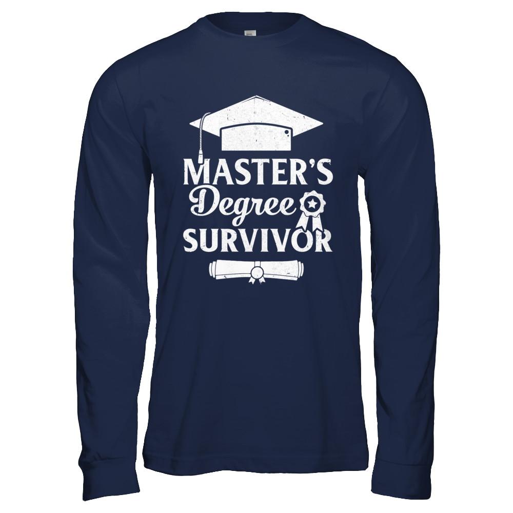 Master's Degree Survivor Graduation Graduate Gift-T-Shirt & Hoodie-Long Sleeve T-Shirt-Navy