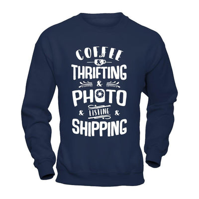 Coffee Thrifting Photos Listing Shipping-T-Shirt & Hoodie-Crewneck Sweatshirt-Navy