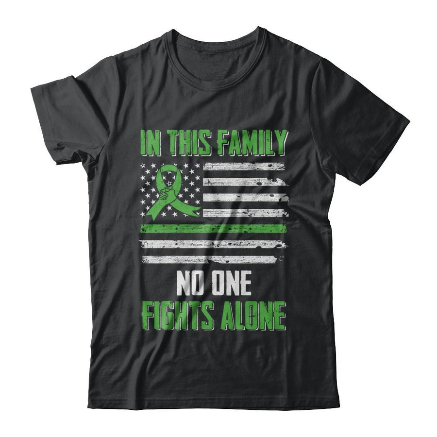 In This Family No One Fights Alone Liver Cancer Green-T-Shirt & Hoodie-Classic T-Shirt-Black