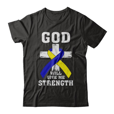 God Will Give Me Strength Down Syndrome Ribbon Gift-T-Shirt & Hoodie-Classic T-Shirt-Black