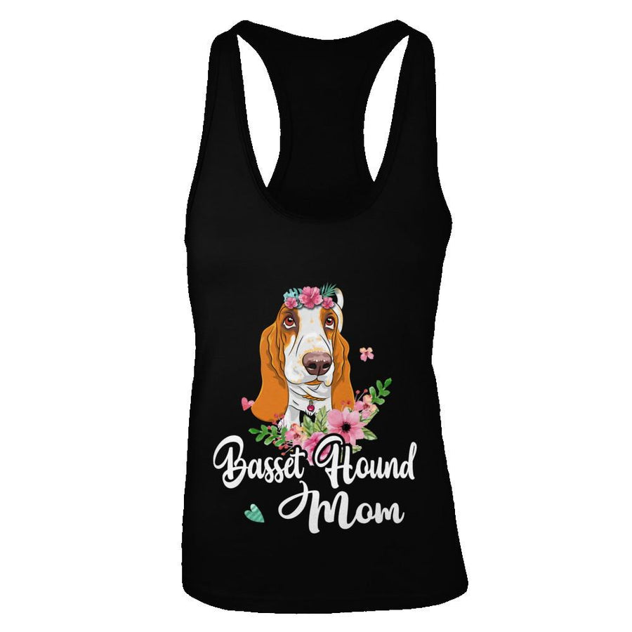 Basset Hound Mom Funny Dog Mom Gift Idea-T-Shirt & Tank Top-Women's Ideal Racerback Tank-Black