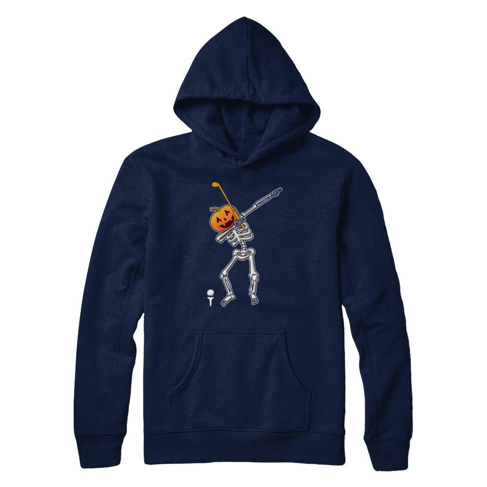 Halloween Dabbing Skeleton Golf-T-Shirt & Hoodie-Pullover Hoodie-Navy