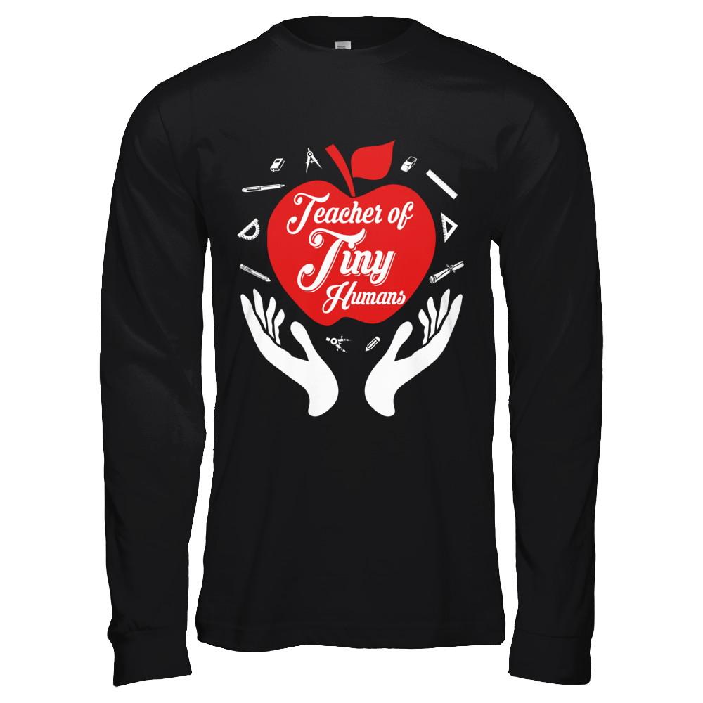 Kindergarten Preschool Teacher Tiny Humans-T-Shirt & Hoodie-Long Sleeve T-Shirt-Black