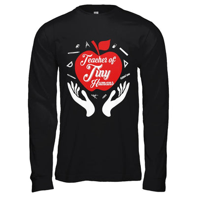 Kindergarten Preschool Teacher Tiny Humans-T-Shirt & Hoodie-Long Sleeve T-Shirt-Black