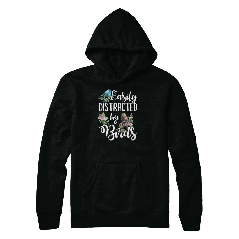 Easily Distracted By Birds-T-Shirt & Tank Top-Pullover Hoodie-Black