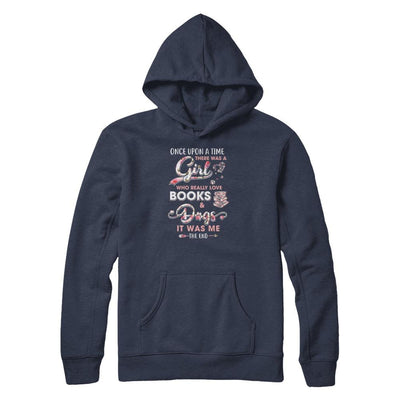There Was A Girl Who Really Loved Books And Dogs-T-Shirt & Tank Top-Pullover Hoodie-Navy