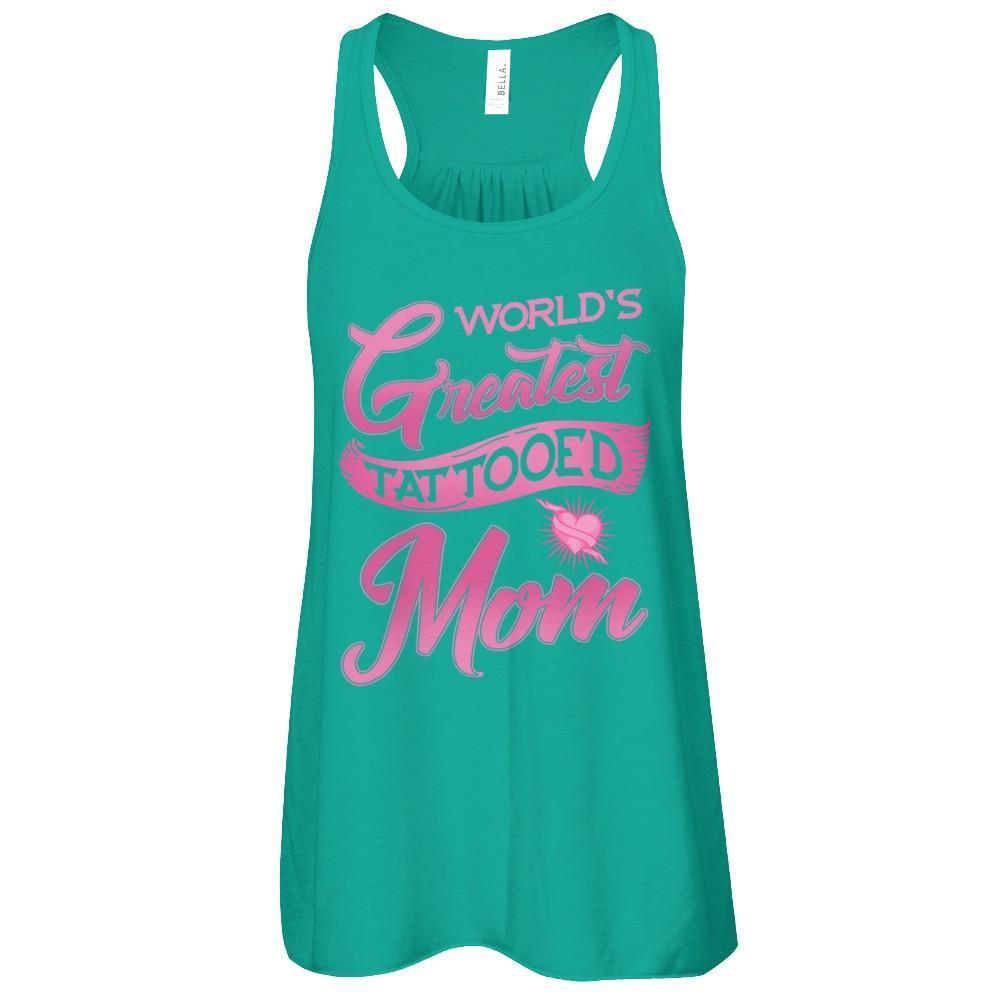 World's Greatest Tattooed Mom-T-Shirt & Tank Top-Women's Flowy Racerback Tank-Kelly