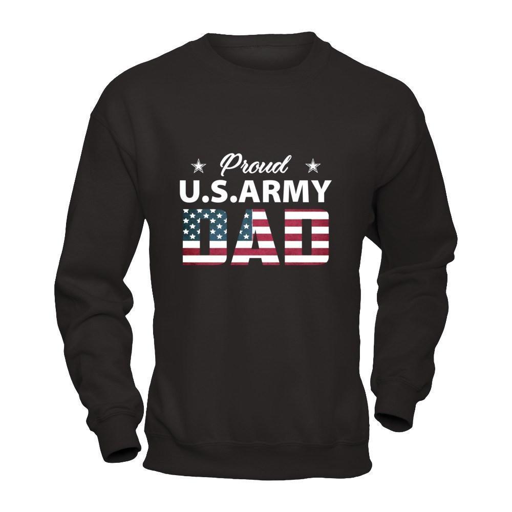 Proud Us Army Dad-T-Shirt & Hoodie-Crewneck Sweatshirt-Black