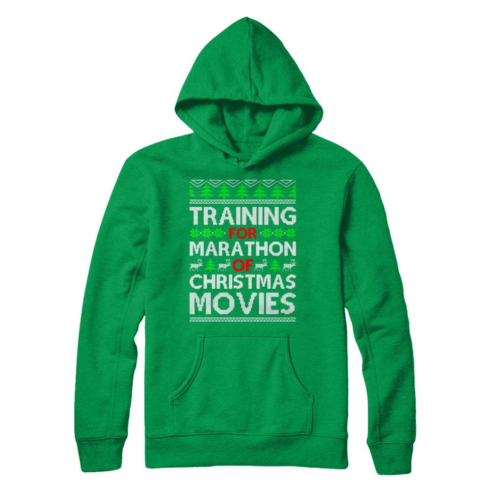Training For A Marathon Of Christmas Movies-T-Shirt & Sweatshirt-Pullover Hoodie-Irish Green