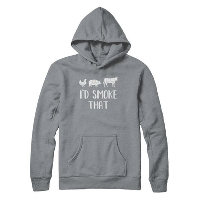 I'd Smoke That Fun BBQ Barbecue Smoker Chef-T-Shirt & Hoodie-Pullover Hoodie-Light Steel