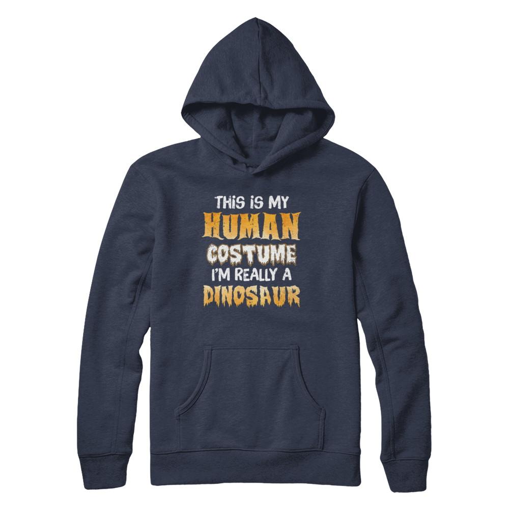 This Is My Human Costume Dinosaur T-Rex Halloween-T-Shirt & Hoodie-Pullover Hoodie-Navy
