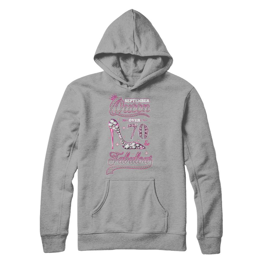 September Queen 70 And Fabulous 1951 70th Years Old Birthday-T-Shirt & Hoodie-Pullover Hoodie-Light Steel