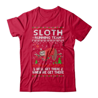 Funny Sloth Running Team Ugly Christmas Sweater Gift-T-Shirt & Sweatshirt-Classic T-Shirt-Red