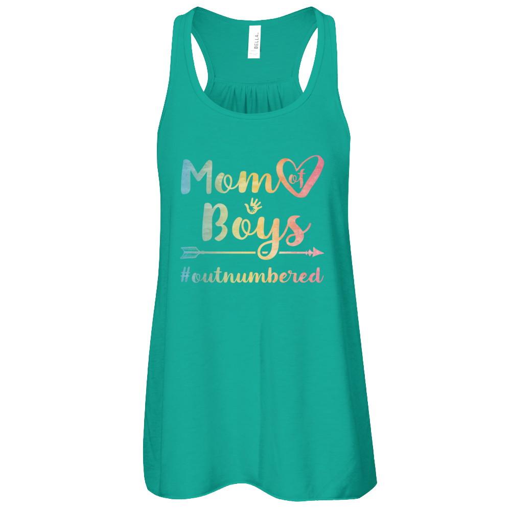 Mom Of Boys Outnumbered-T-Shirt & Tank Top-Women's Flowy Racerback Tank-Kelly