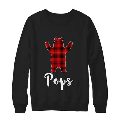 Red Pops Bear Buffalo Plaid Family Christmas Pajamas-T-Shirt & Sweatshirt-Crewneck Sweatshirt-Black