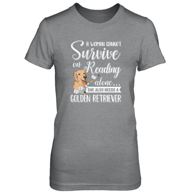 A Woman Cannot Survive On Reading Alone Golden Retriever-T-Shirt & Tank Top-Women's T-Shirt-Sport Grey