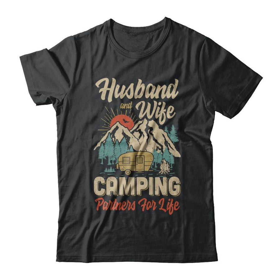 Husband And Wife Camping Partners For Life Camping-T-Shirt & Hoodie-Classic T-Shirt-Black