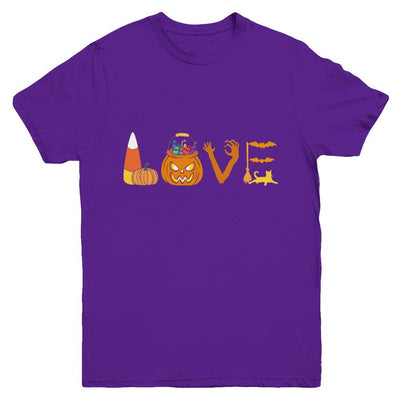 I Love Candy Funny Candy Corn Halloween Gift Youth-Youth Shirt-Youth T-Shirt-Purple