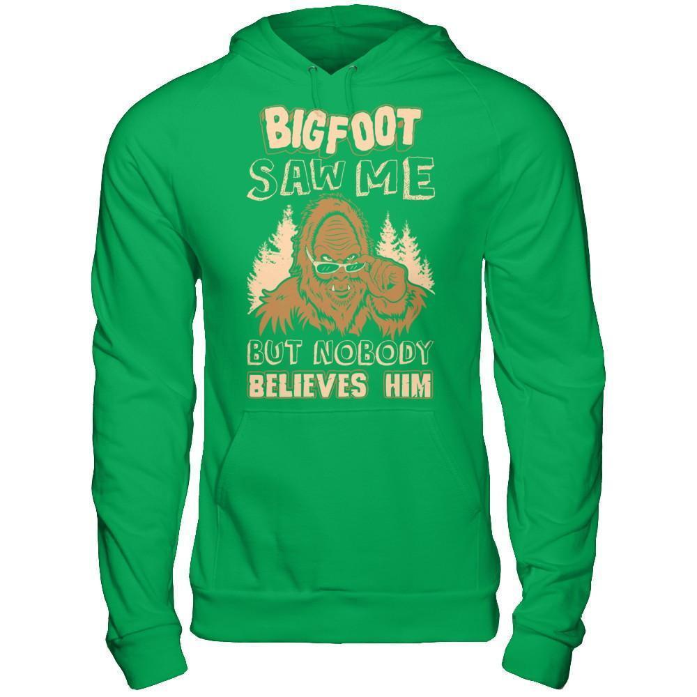 Bigfoot Saw Me But Nobody Believes Him-T-Shirt & Hoodie-Pullover Hoodie-Irish Green