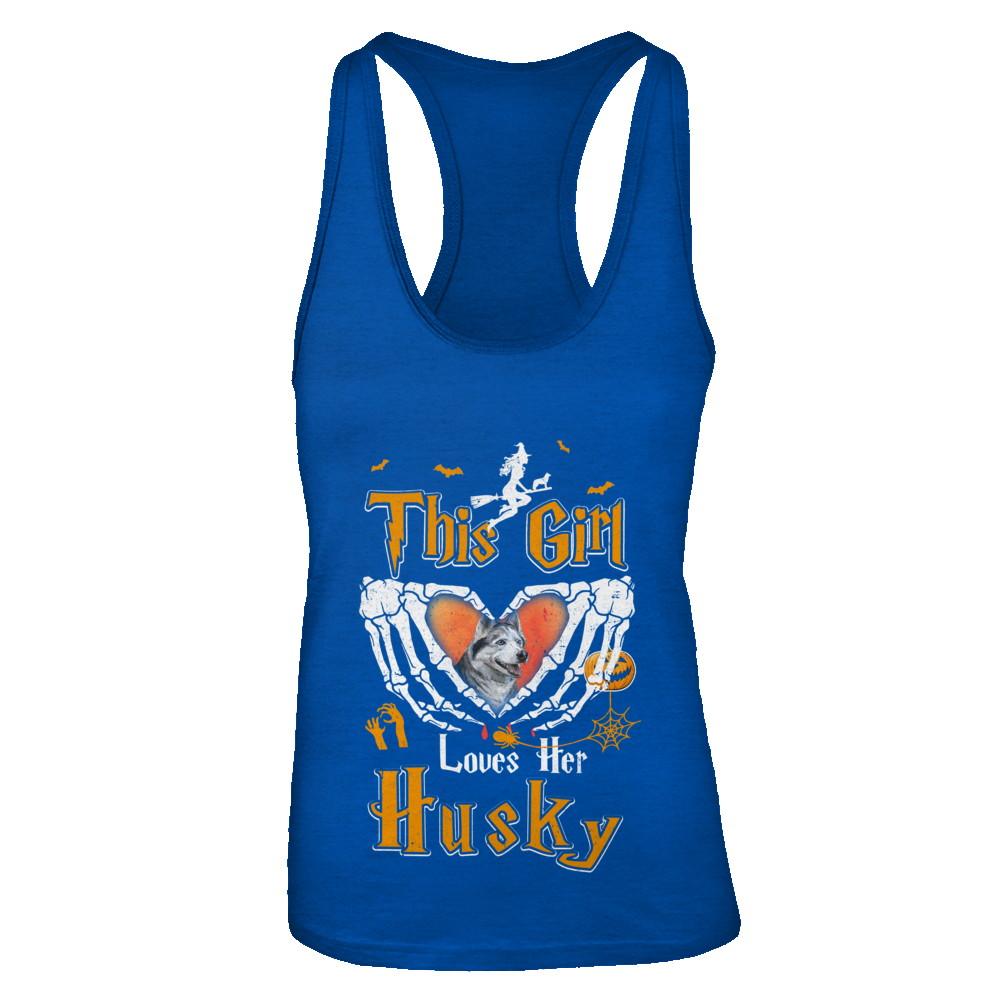 This Girl Love Her Dog Husky Halloween-T-Shirt & Tank Top-Women's Ideal Racerback Tank-Royal
