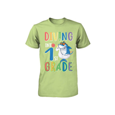 Diving Into 1st Grade Back To School Shark Youth-Youth Shirt-Toddler T-Shirt-Key Lime