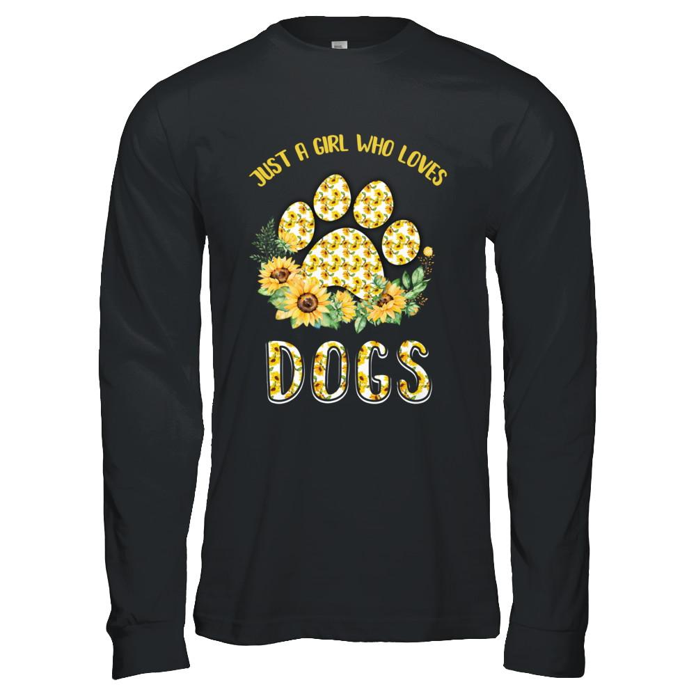 Just A Girl Who Loves Dogs And Sunflowers-T-Shirt & Hoodie-Long Sleeve T-Shirt-Black